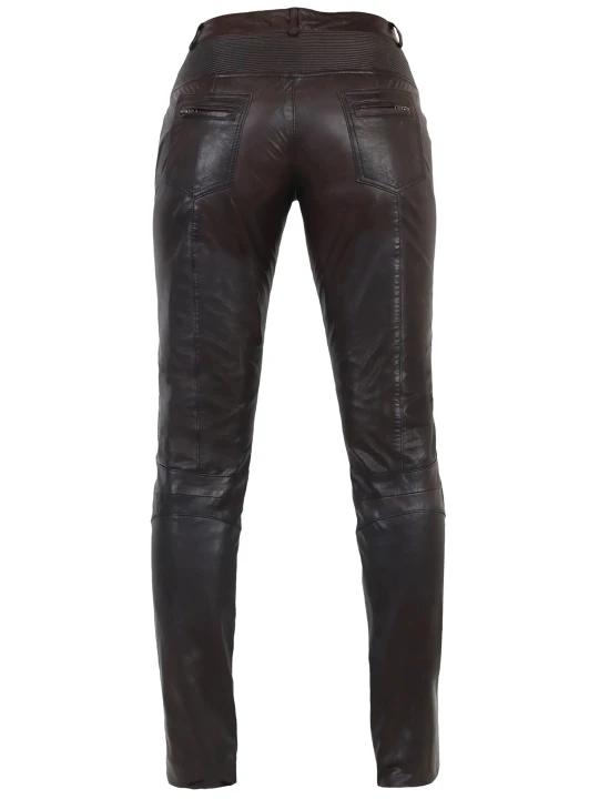Female Dark Brown Leather Trousers