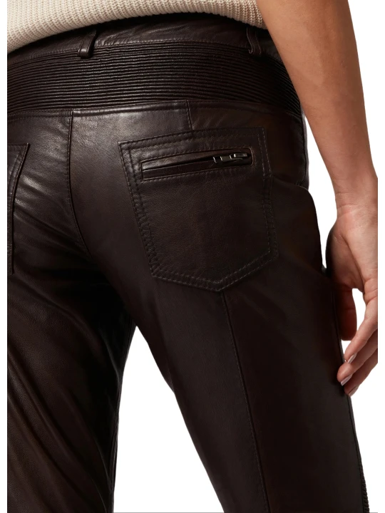 Female Dark Brown Leather Trousers