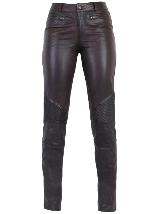 Female Dark Brown Leather Trousers