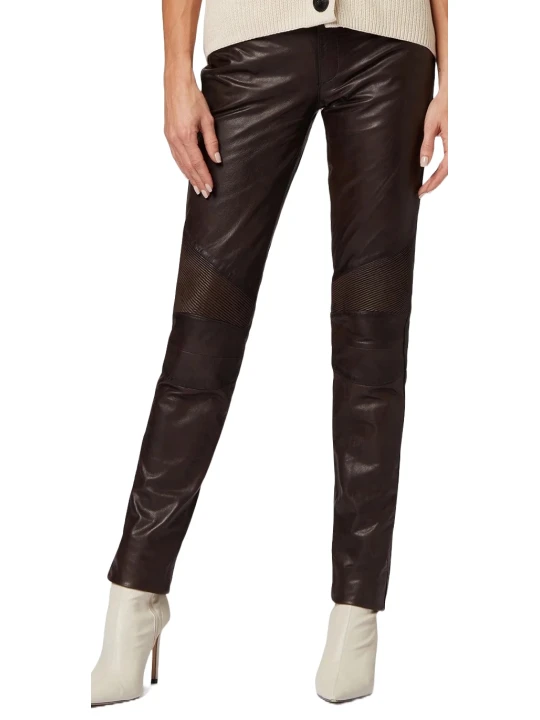 Female Dark Brown Leather Trousers