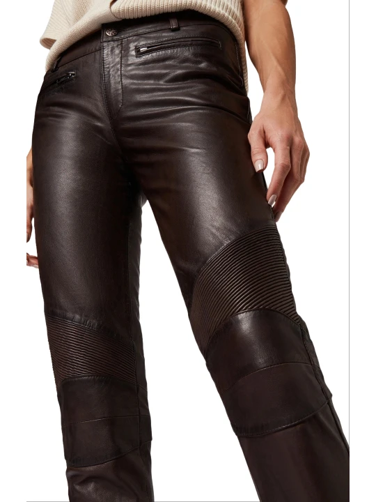 Female Dark Brown Leather Trousers