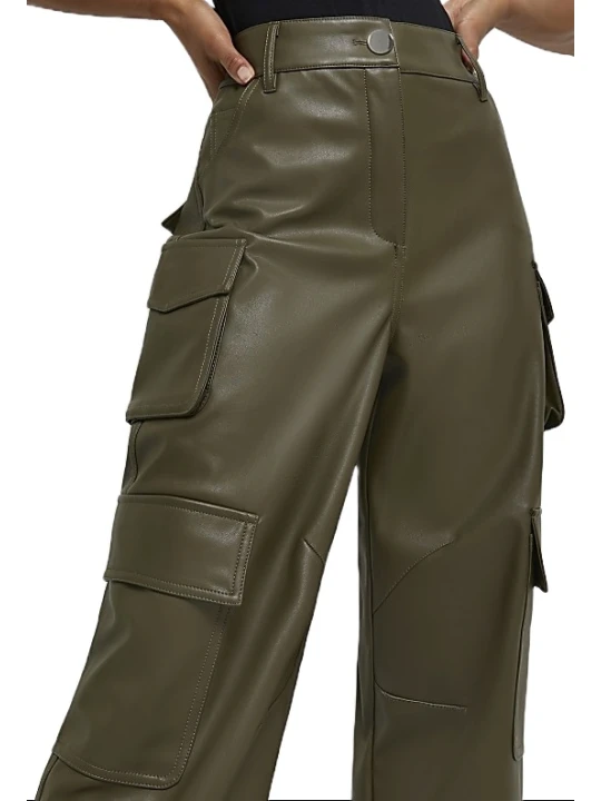Dark Brown Leather Cargo Trouser
