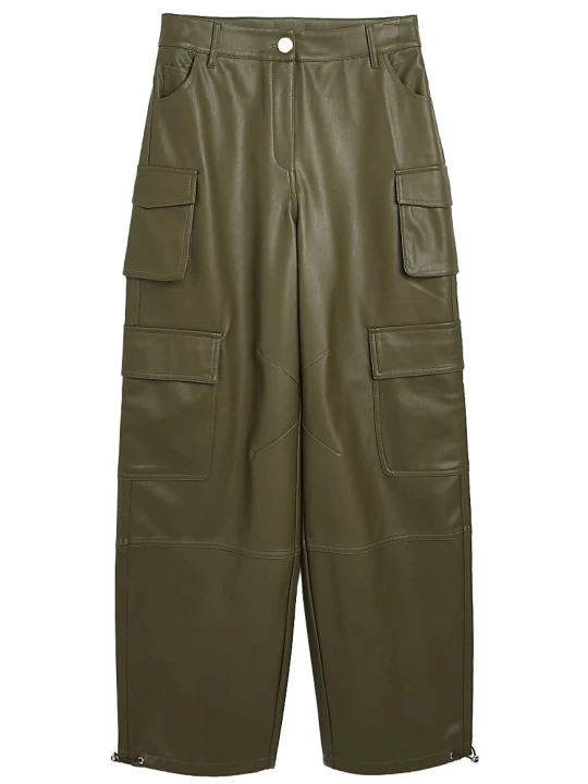 Dark Brown Leather Cargo Trouser
