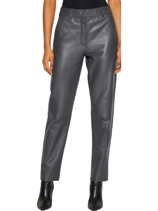 Grey Leather Trousers 