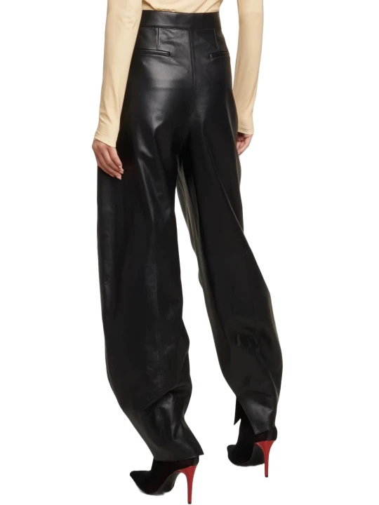 High Waisted Leather Black Balloon Pants 