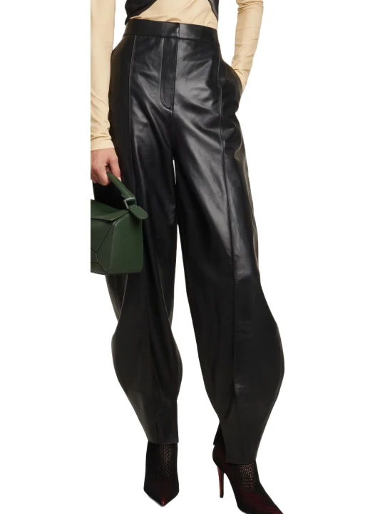 High Waisted Leather Black Balloon Pants 