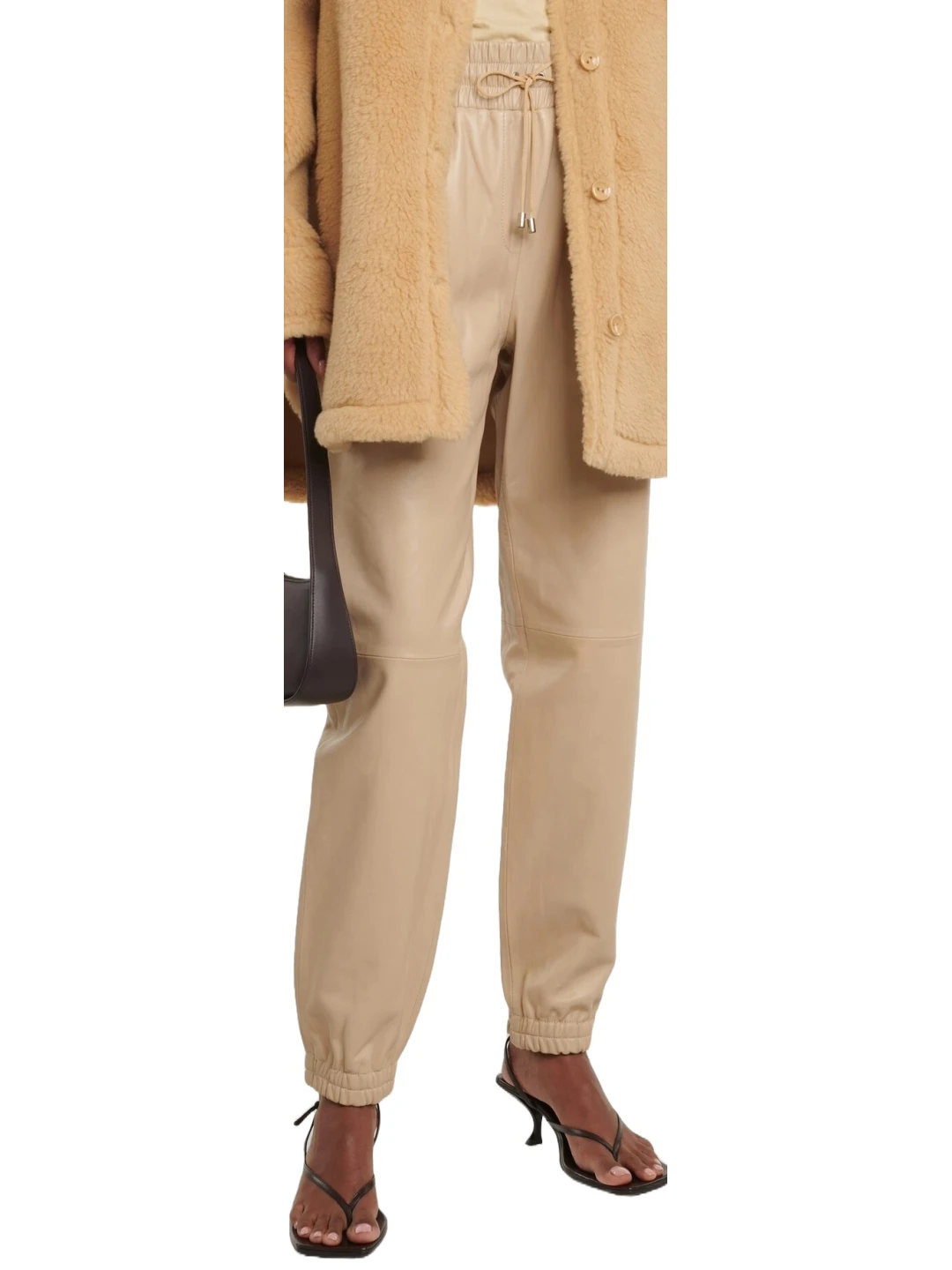 Joggers Beige Leather Pants
