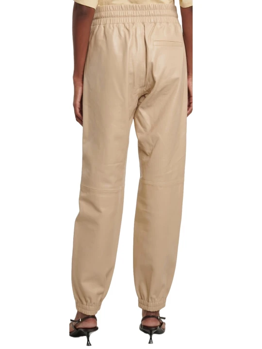 Joggers Beige Leather Pants