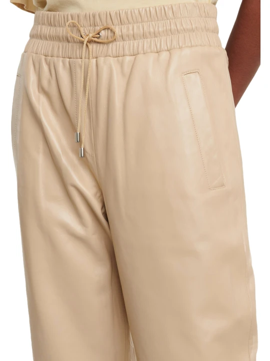 Joggers Beige Leather Pants