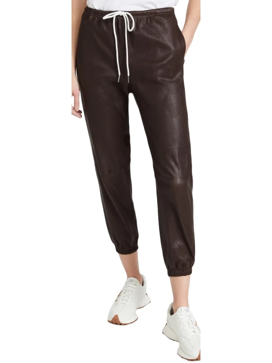Leather Brown Joggers