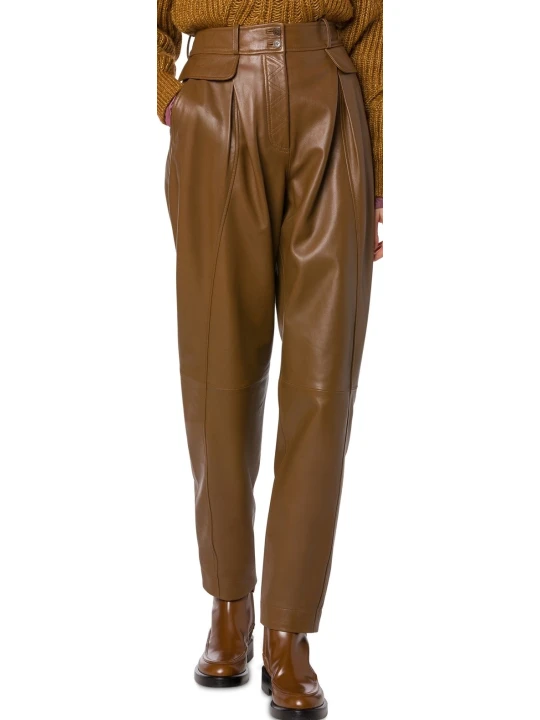 Leather Brown Moto Pants