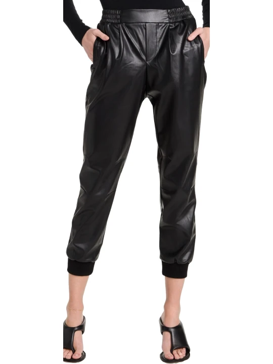 Leather Joggers Pants Black