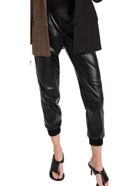 Leather Joggers Pants Black
