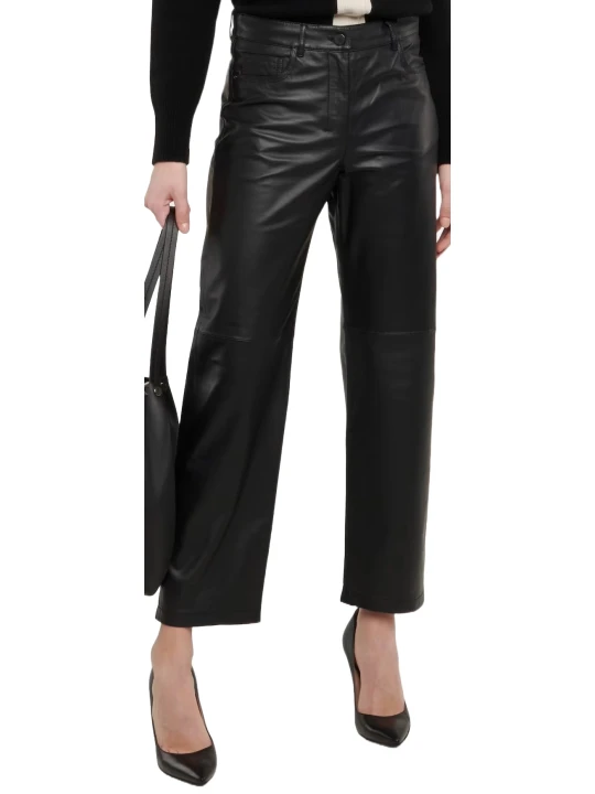Leather Look Black Trousers