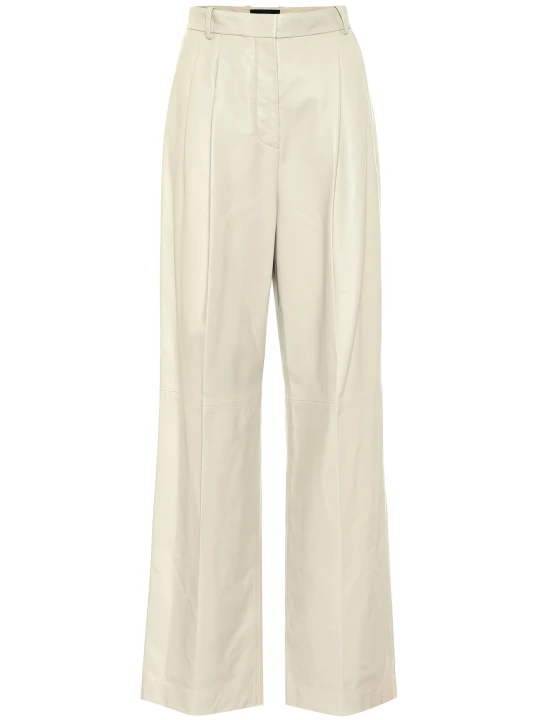  Oversized Off White Leather Trousers