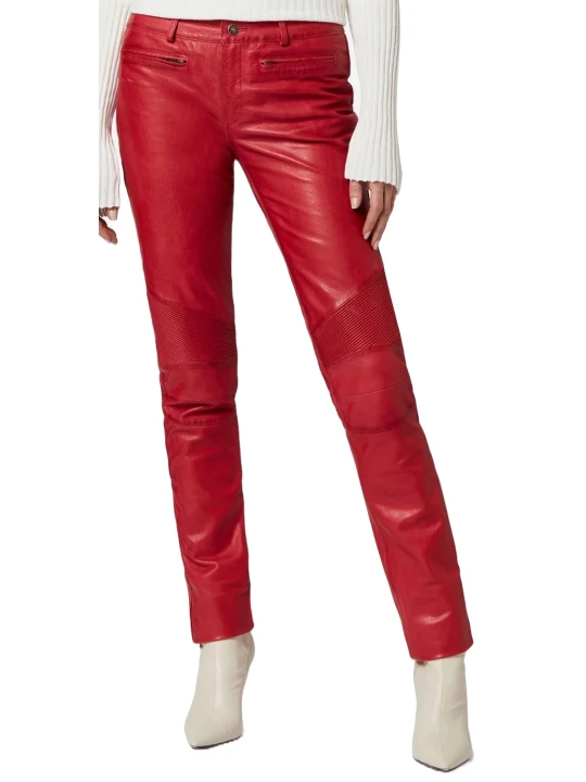Red Leather Trouser Pants