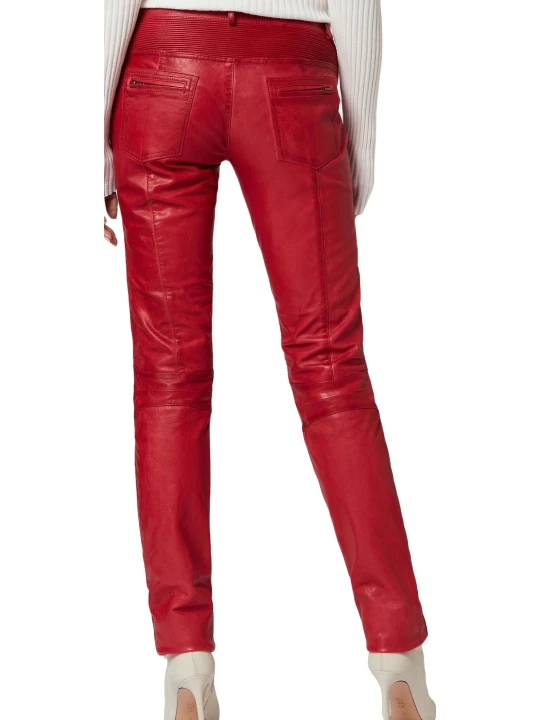 Red Leather Trouser Pants