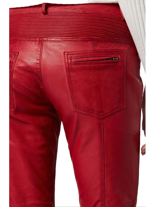 Red Leather Trouser Pants