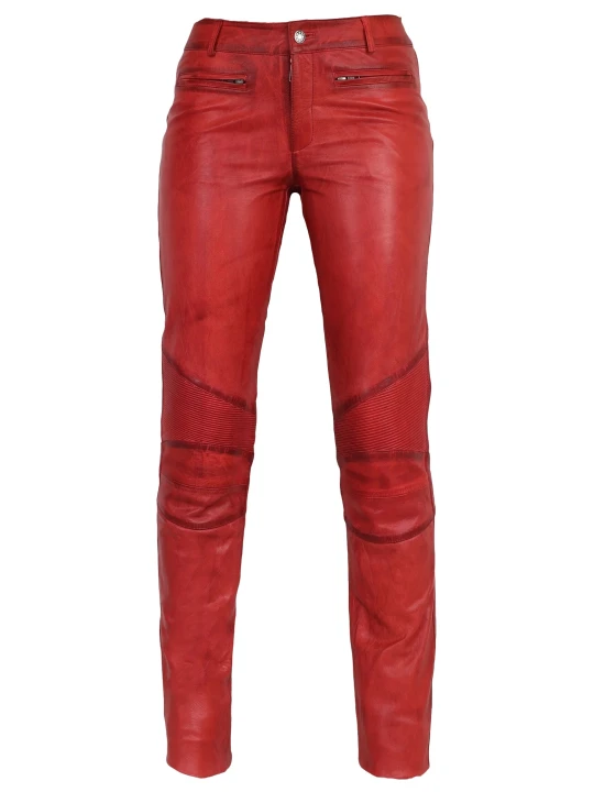 Red Leather Trouser Pants