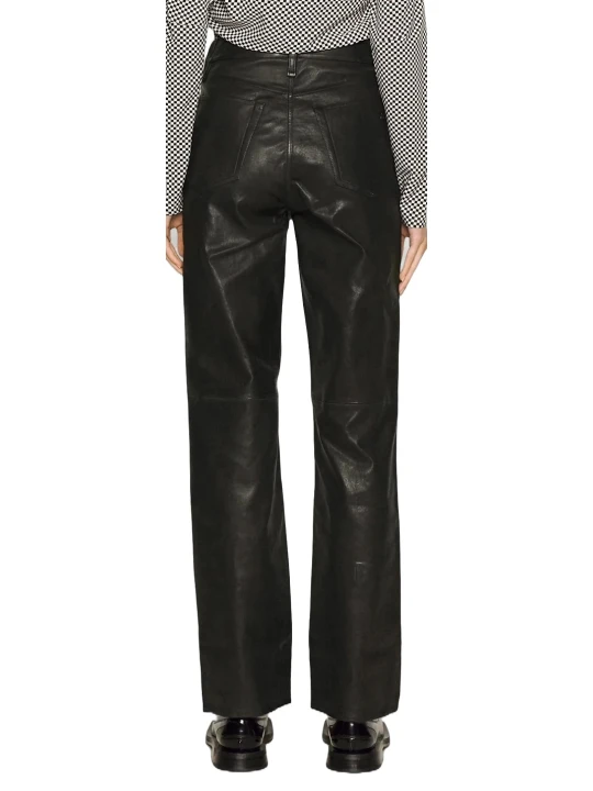Relaxed Fit Black Leather Pants