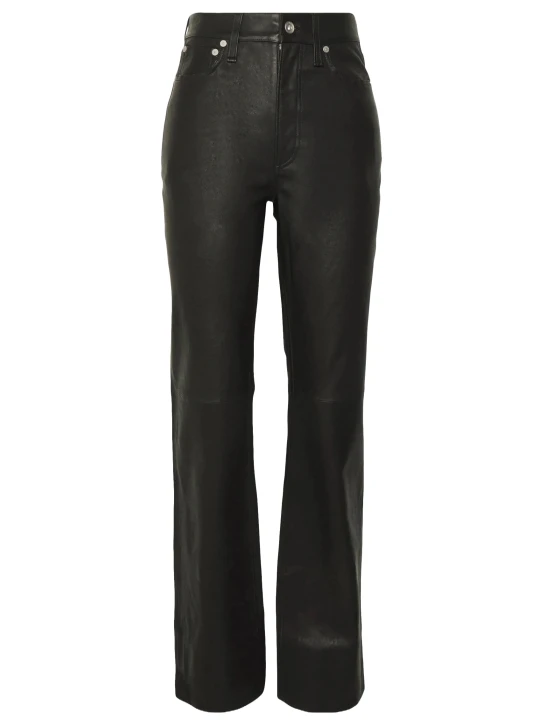 Relaxed Fit Black Leather Pants
