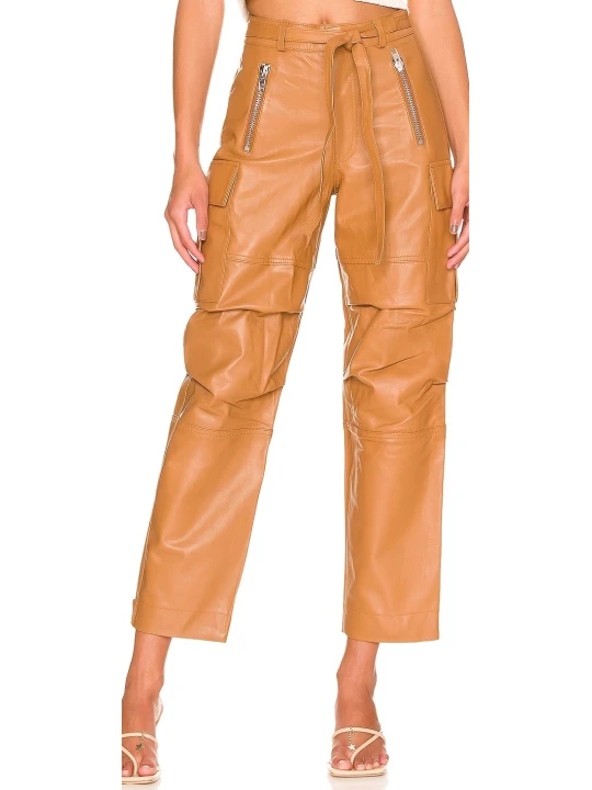 Tan Leather Cargo Jogger