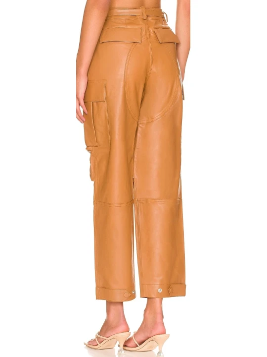 Tan Leather Cargo Jogger