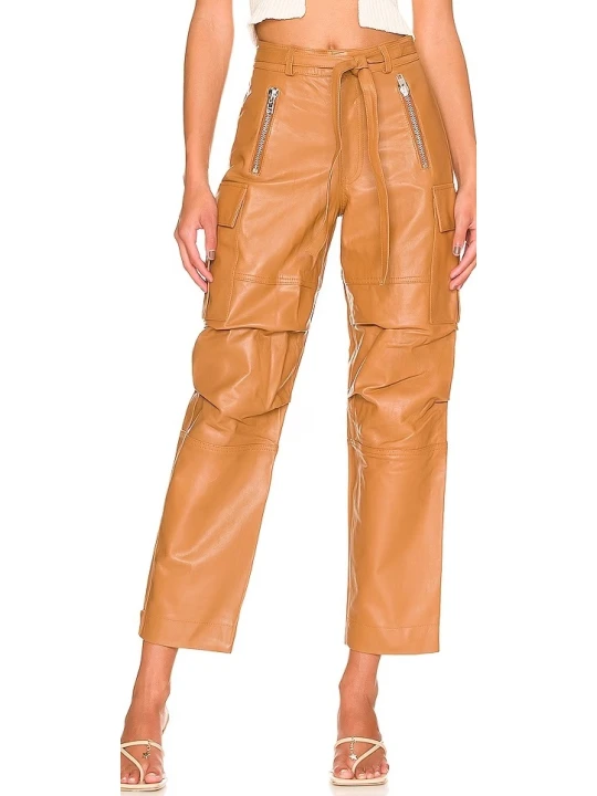 Tan Leather Cargo Jogger
