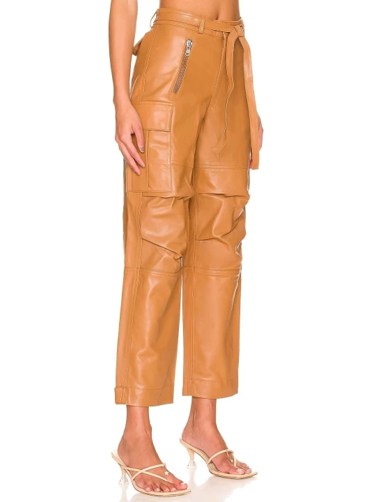 Tan Leather Cargo Jogger