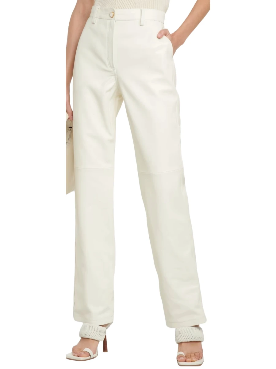 White Lambskin Leather Trousers
