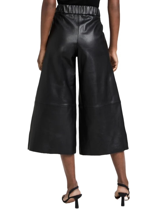 Wide Leg Black Cut Leather Pants Wide Leg Black Cut Leather Pants