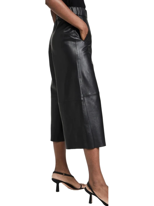 Wide Leg Black Cut Leather Pants Wide Leg Black Cut Leather Pants