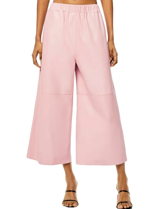 Wide Pink Leather Trouser