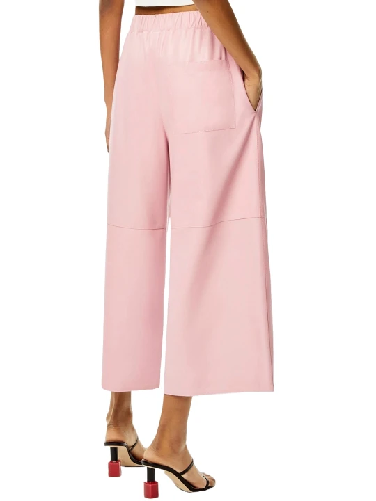 Wide Pink Leather Trouser