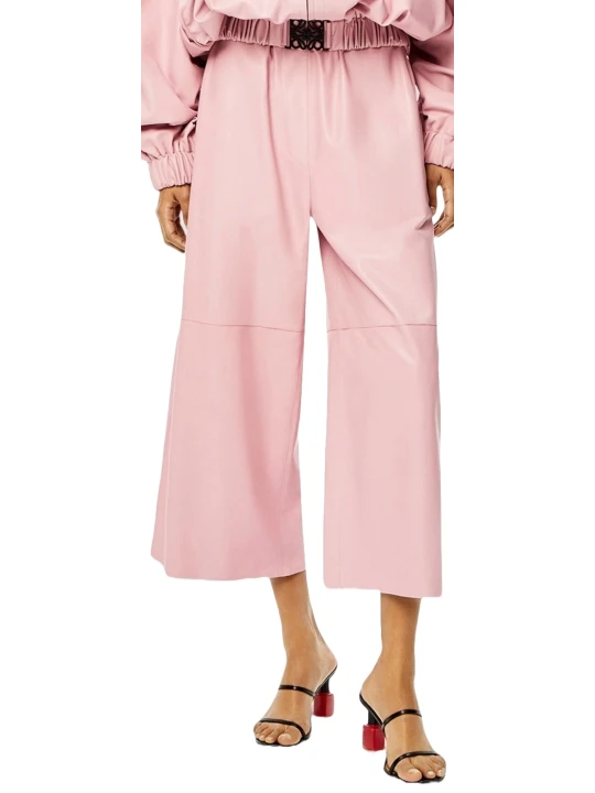 Wide Pink Leather Trouser