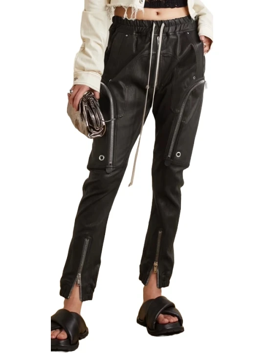  Zip Black Leather Pants