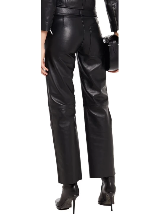  Zipped Black Leather Pants
