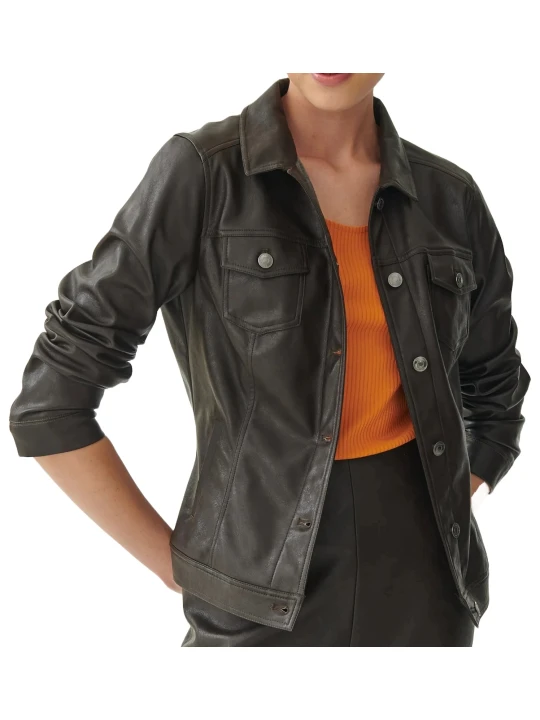 Classic Brown Leather Shirt