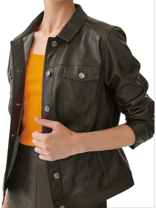 Classic Brown Leather Shirt