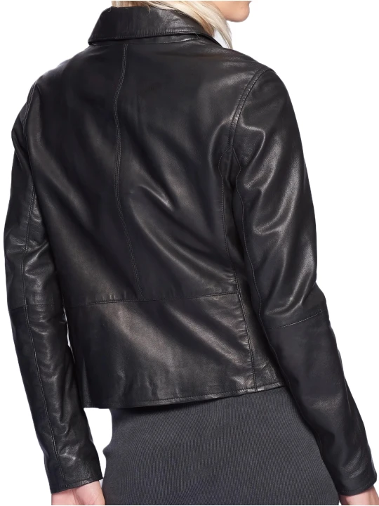 Plain Black Leather Shirt For Women