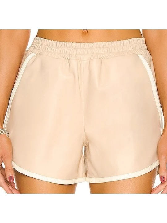 Beige Running Leather Short