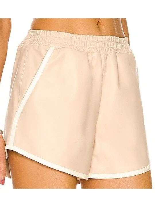 Beige Running Leather Short