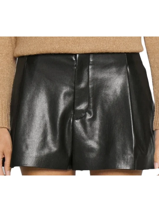 Black High Waisted Leather Short