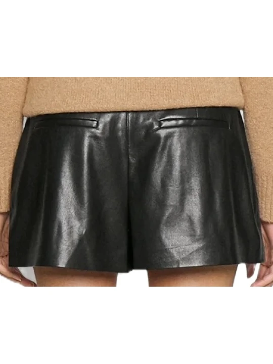 Black High Waisted Leather Short