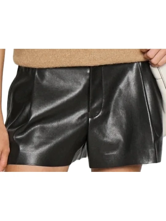 Black High Waisted Leather Short