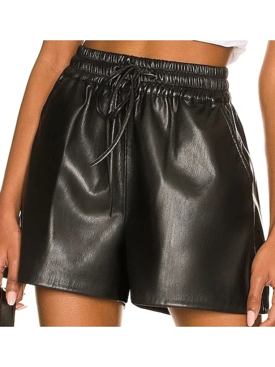 Black Real leather short