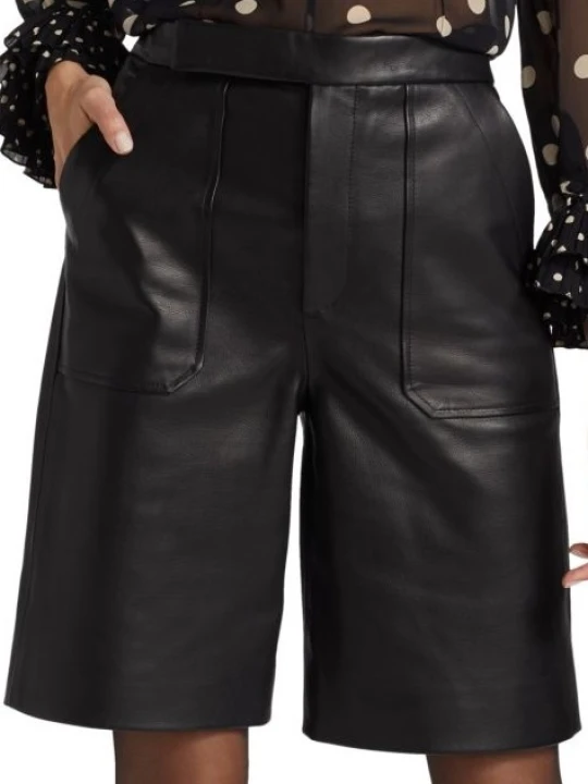 Black Soft Leather Short