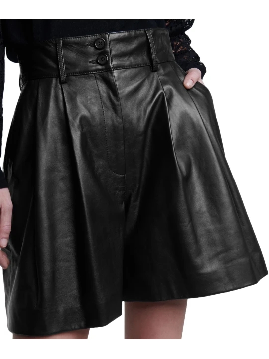 Black Tailored Design Leather Short