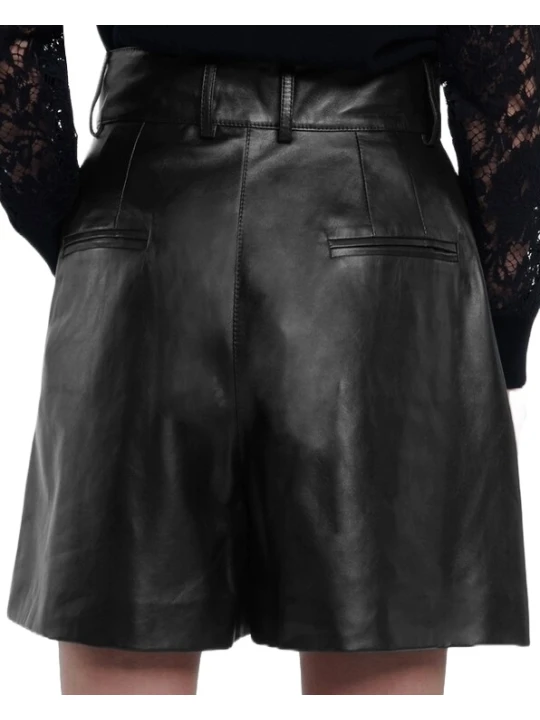 Black Tailored Design Leather Short