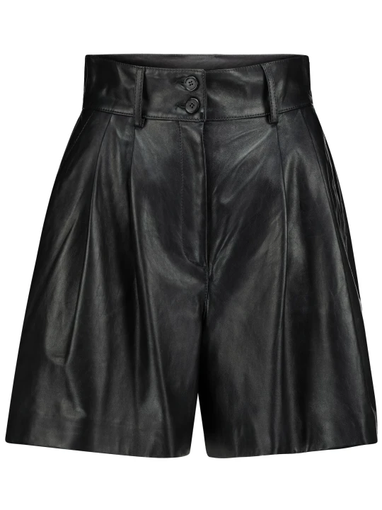 Black Tailored Design Leather Short